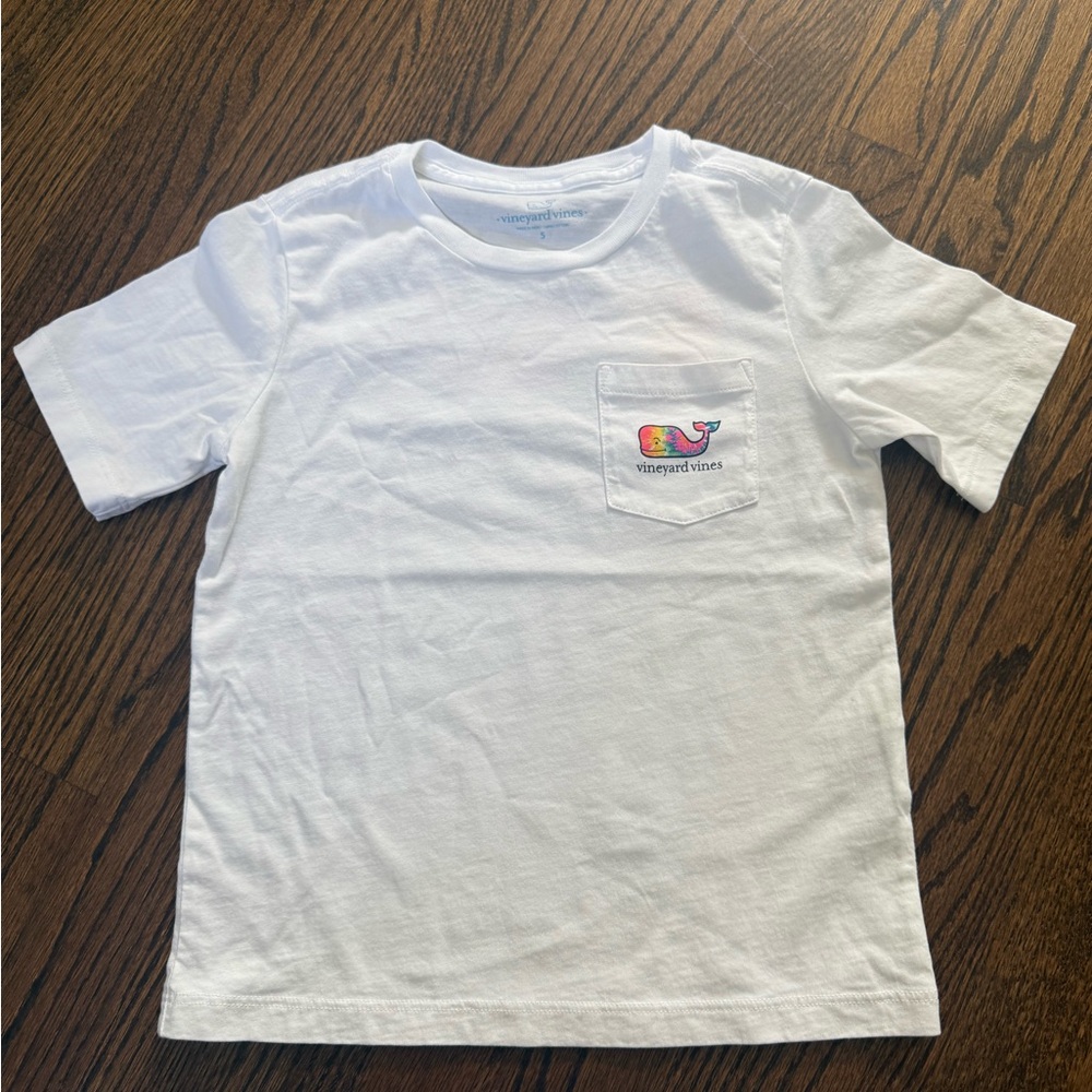 Vineyard Vines Kids White Tee with Colorful Logo